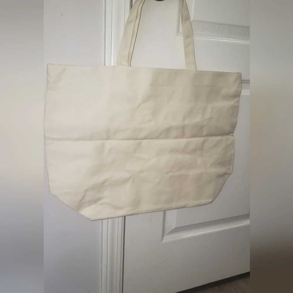 Victoria’s Secret Cream Pink Sequin Canvas Tote Bag NWT - Picture 4 of 6
